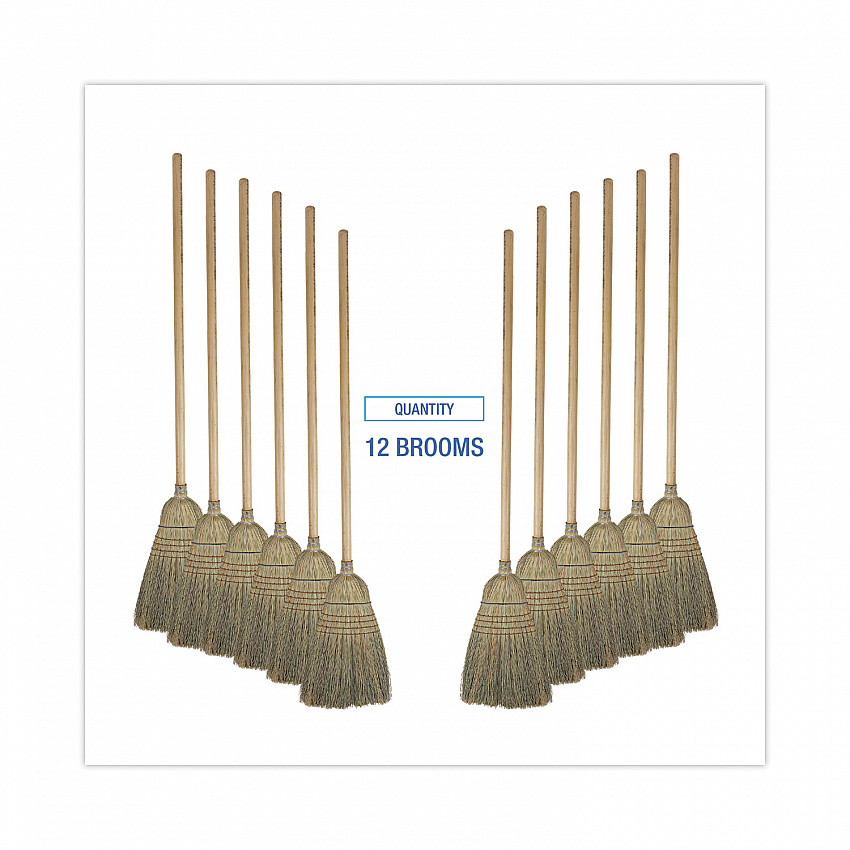 Warehouse Broom, Corn Fiber Bristles, 56" Overall Length, Natural, 12/Carton (932CCT)