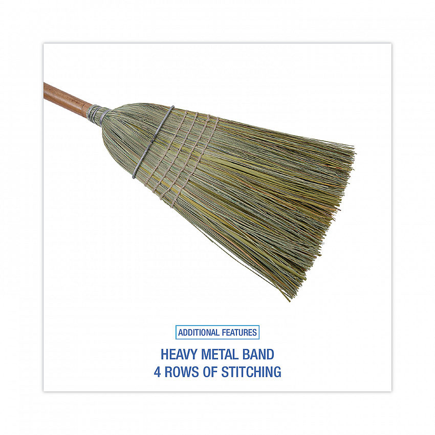Warehouse Broom, Yucca Corn Fiber Bristles, 56" Overalll Length, Natural, 12/Carton (932YCT)