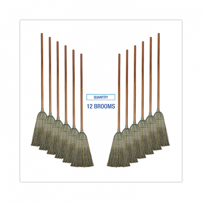 Warehouse Broom, Yucca Corn Fiber Bristles, 56" Overalll Length, Natural, 12/Carton (932YCT)