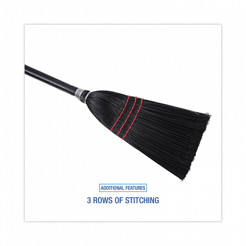 Flag Tipped Poly Lobby Brooms, Flag Tipped Poly Bristles, 38" Overall Length, Natural/Black, 12/Carton (951BP)