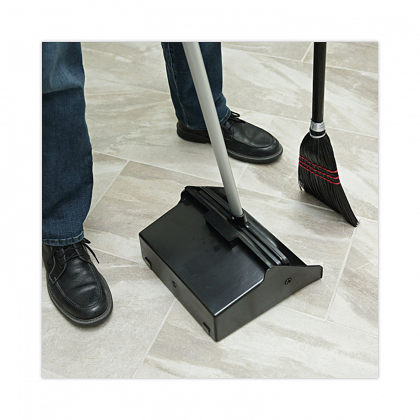 Flag Tipped Poly Lobby Brooms, Flag Tipped Poly Bristles, 38" Overall Length, Natural/Black, 12/Carton (951BP)