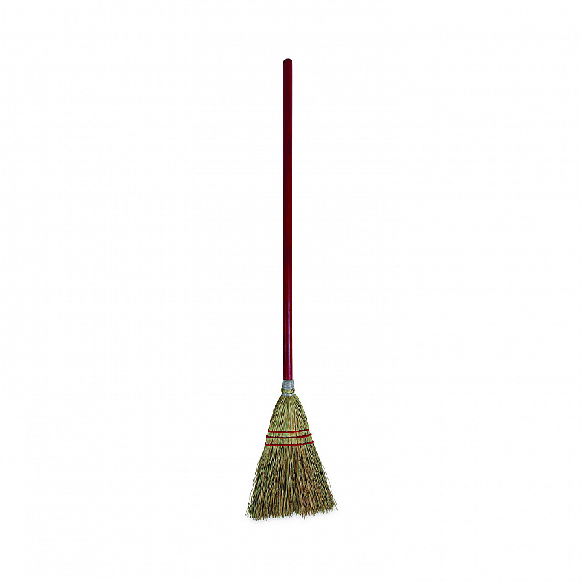 Corn Fiber Lobby/Toy Broom, Corn Fiber Bristles, 39" Overall Length, Red, 12/Carton (951TCT)