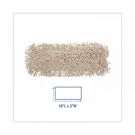 Industrial Dust Mop Head, Cotton, 18 x 3, White (1018)