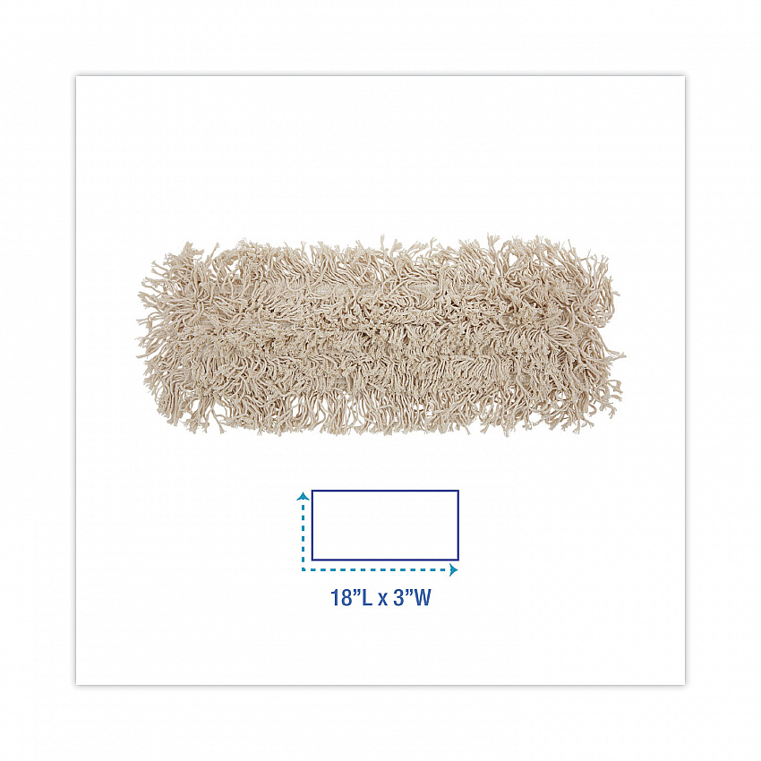 Industrial Dust Mop Head, Cotton, 18 x 3, White (1018)