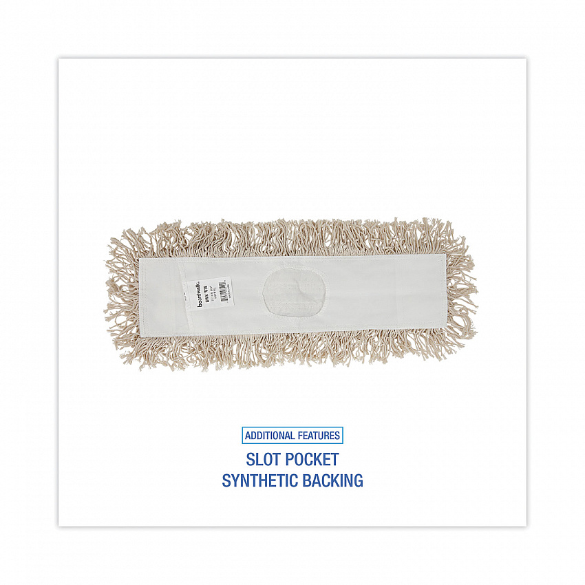 Industrial Dust Mop Head, Cotton, 18 x 3, White (1018)