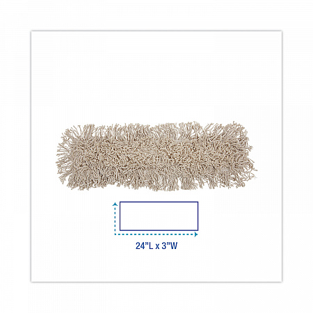 Industrial Dust Mop Head, Cotton, 24 x 3, White (1024)