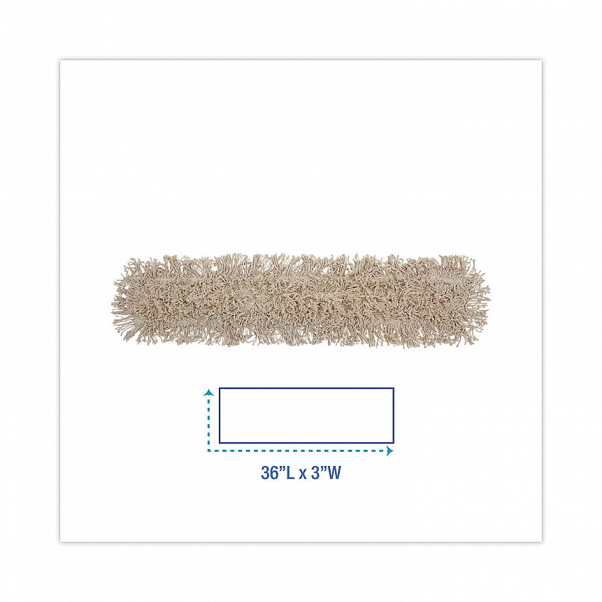 Industrial Dust Mop Head, Cotton, 36 x 3, White (1036)