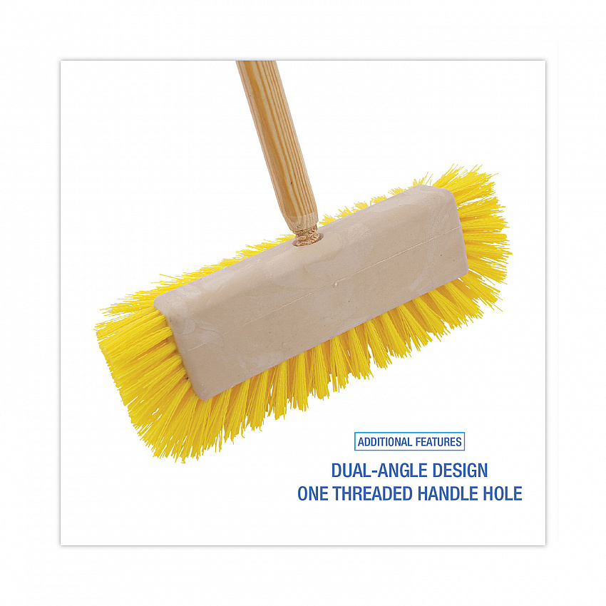 Dual-Surface Scrub Brush, Yellow Polypropylene Bristles, 10" Brush, Plastic Handle (3410)