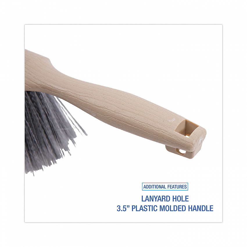 Counter Brush, Gray Flagged Polypropylene Bristles, 4.5" Brush, 3.5" Tan Plastic Handle (5408)