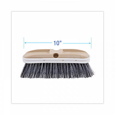 Polystyrene Vehicle Brush with Vinyl Bumper, Black/White Polystyrene Bristles, 10