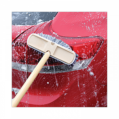 Polystyrene Vehicle Brush with Vinyl Bumper, Black/White Polystyrene Bristles, 10
