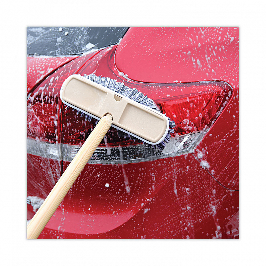 Polystyrene Vehicle Brush with Vinyl Bumper, Black/White Polystyrene Bristles, 10" Brush (8410)