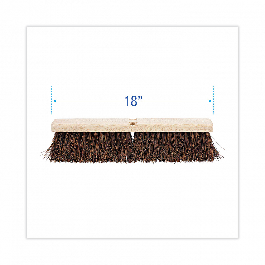 Floor Brush Head, 3.25" Natural Palmyra Fiber Bristles, 18" Brush (20118)