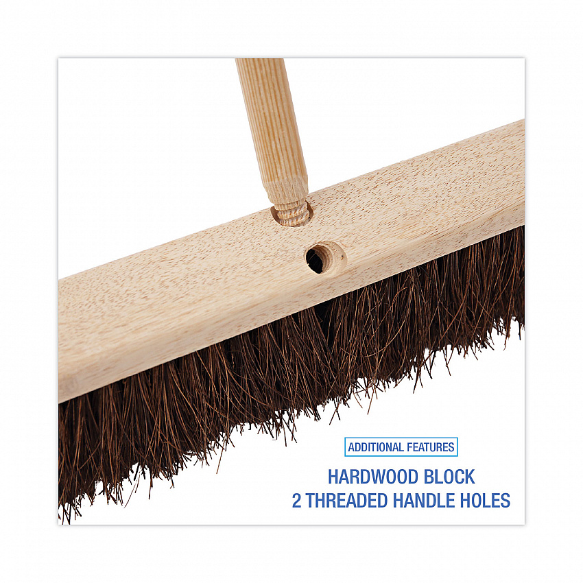 Floor Brush Head, 3.25" Natural Palmyra Fiber Bristles, 18" Brush (20118)