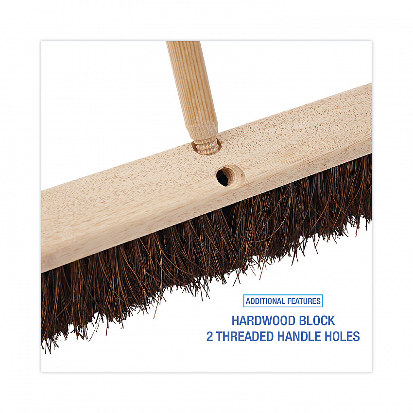 Floor Brush Head, 3.25" Natural Palmyra Fiber Bristles, 24" Brush (20124)