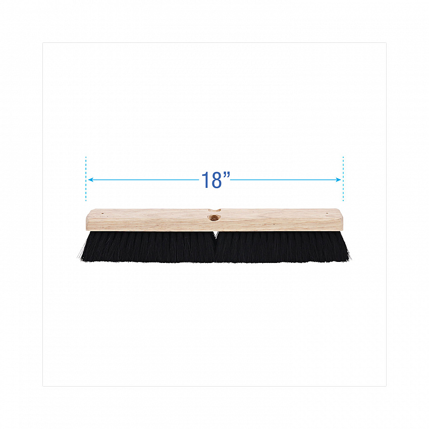 Floor Brush Head, 2.5" Black Tampico Fiber Bristles, 18" Brush (20218)