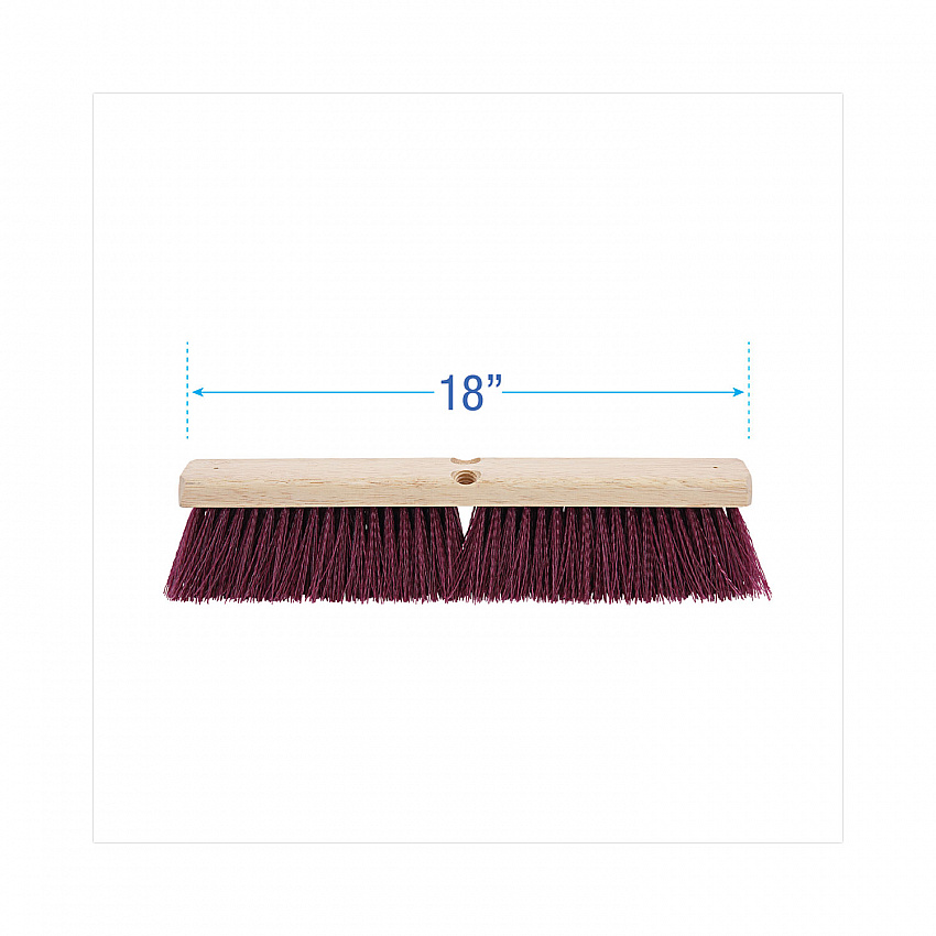 Floor Brush Head, 3" Maroon Heavy-Duty Polypropylene Bristles, 18" Brush (20318)