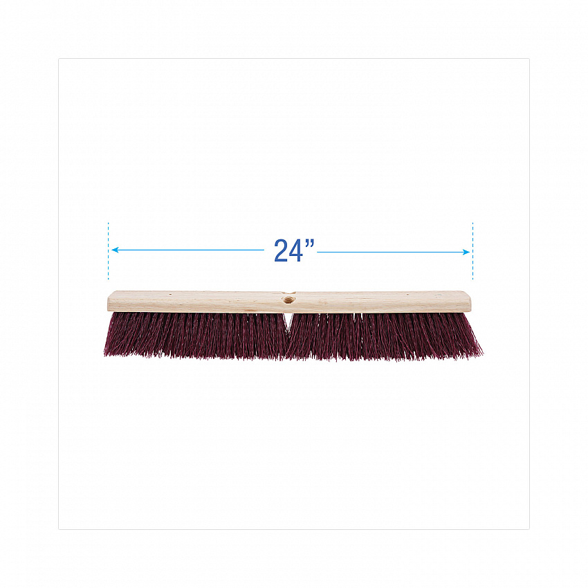 Floor Brush Head, 3.25" Maroon Stiff Polypropylene Bristles, 24" Brush (20324)