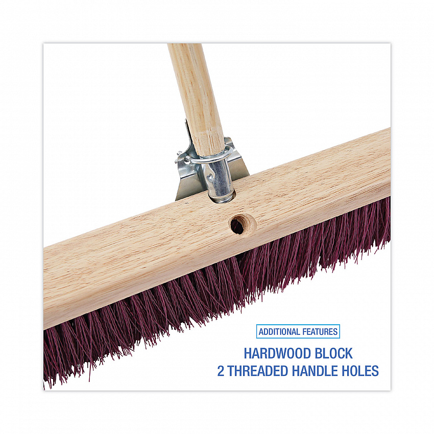 Floor Brush Head, 3.25" Maroon Stiff Polypropylene Bristles, 36" Brush (20336)
