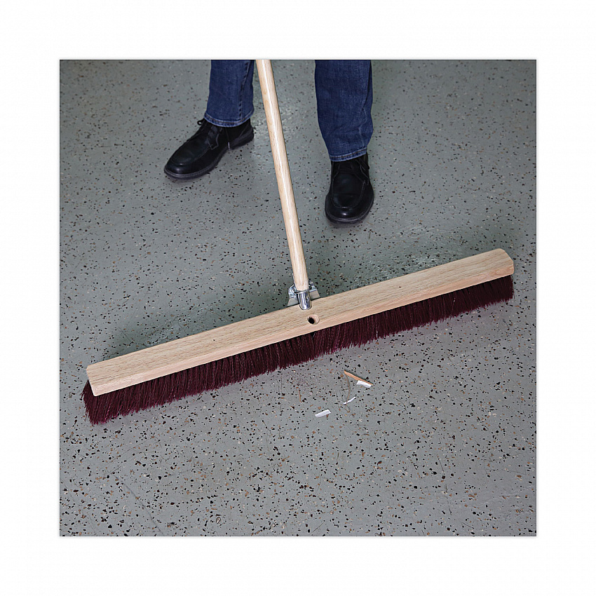 Floor Brush Head, 3.25" Maroon Stiff Polypropylene Bristles, 36" Brush (20336)