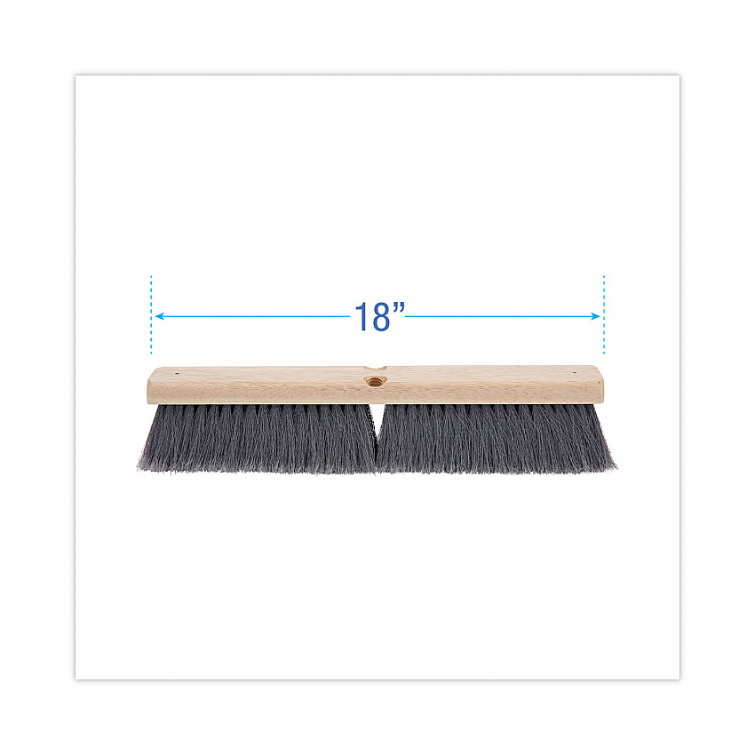 Floor Brush Head, 3" Gray Flagged Polypropylene Bristles, 18" Brush (20418)