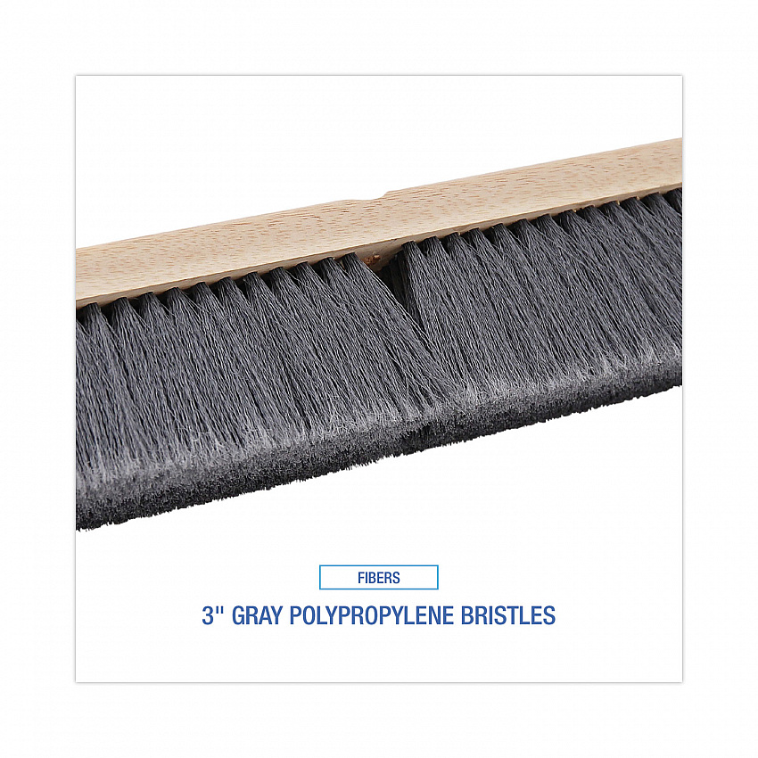 Floor Brush Head, 3" Gray Flagged Polypropylene Bristles, 18" Brush (20418)