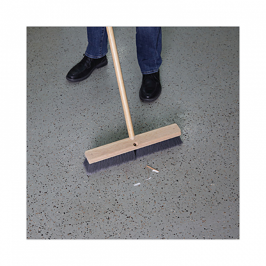 Floor Brush Head, 3" Gray Flagged Polypropylene Bristles, 18" Brush (20418)