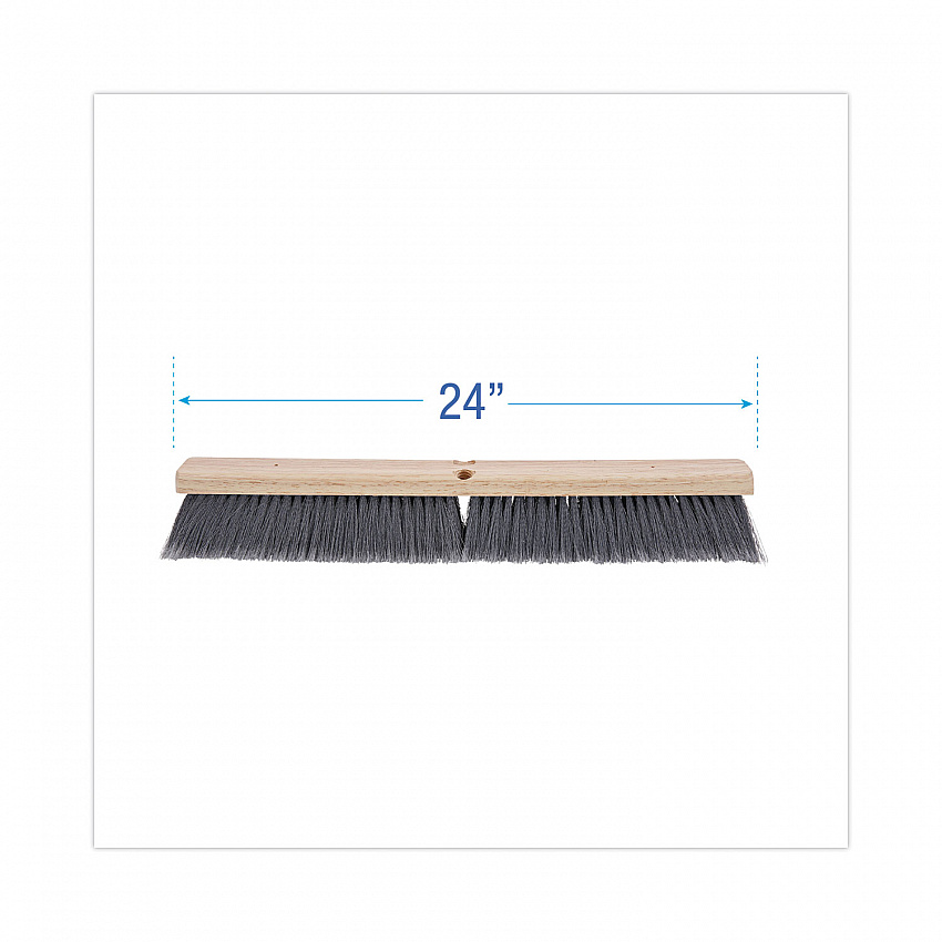Floor Brush Head, 3" Gray Flagged Polypropylene Bristles, 24" Brush (20424)