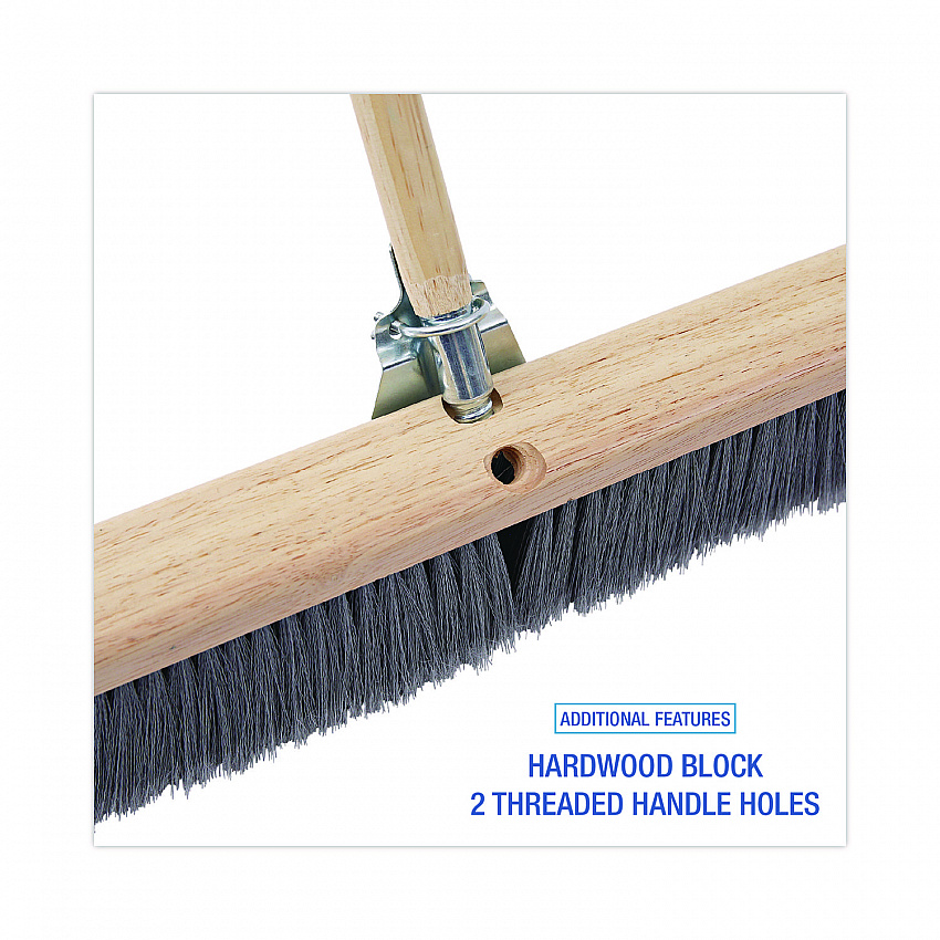 Floor Brush Head, 3" Gray Flagged Polypropylene Bristles, 36" Brush (20436)