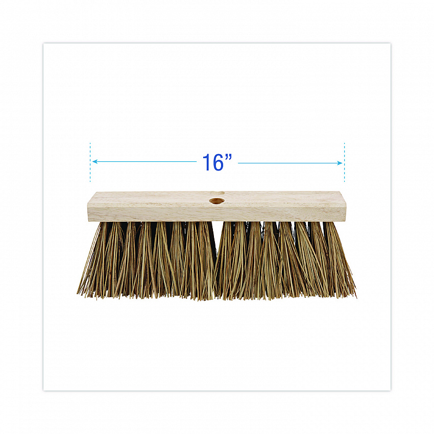 Street Broom Head, 6.25" Brown Palmyra Fiber Bristles, 16" Brush (71160)