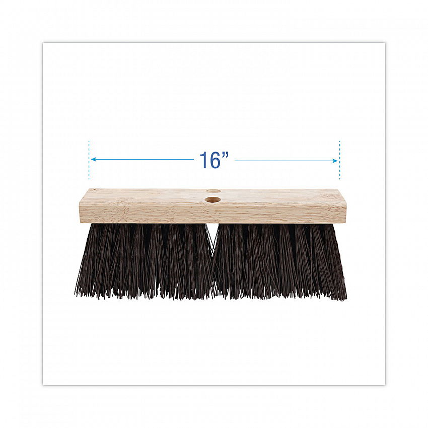 Street Broom Head, 6.25" Brown Polypropylene Bristles, 16" Brush (73160)