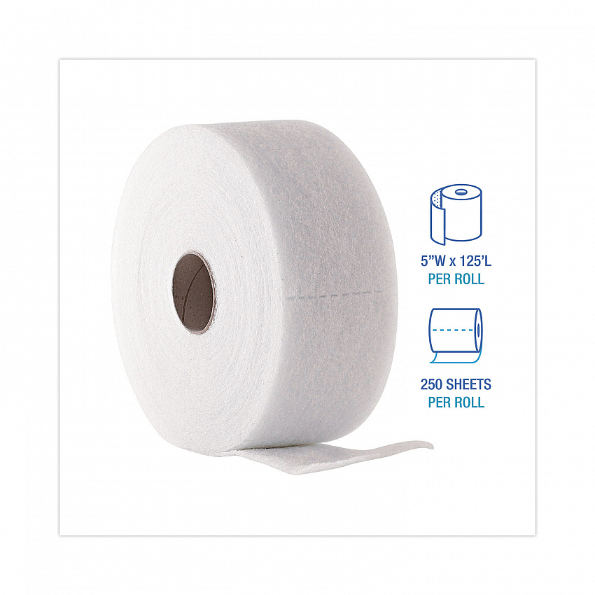 TrapEze Disposable Dusting Sheets, 5" x 125 ft, White, 250 Sheets/Roll, 2 Rolls/Carton (582505)
