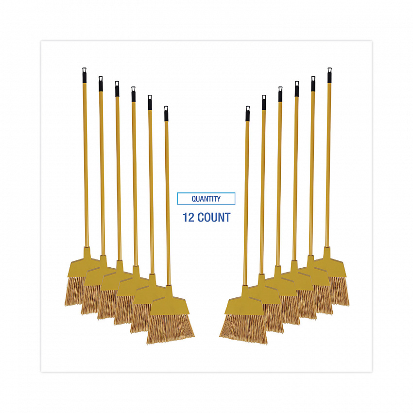 Corn Fiber Angled-Head Lobby Brooms, 55" Length, Yellow, 12/Carton (BRMAXIL)