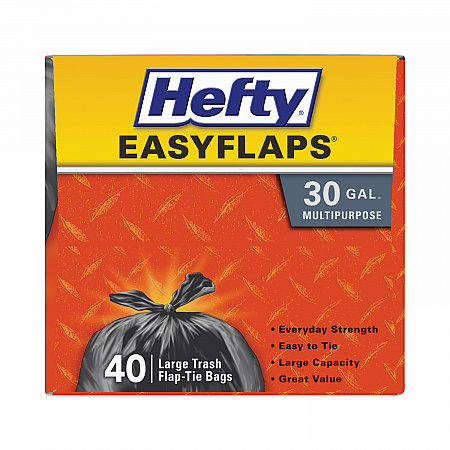 Easy Flaps Trash Bags, Tie-Flap, 30 gal, 0.85 mil, 30