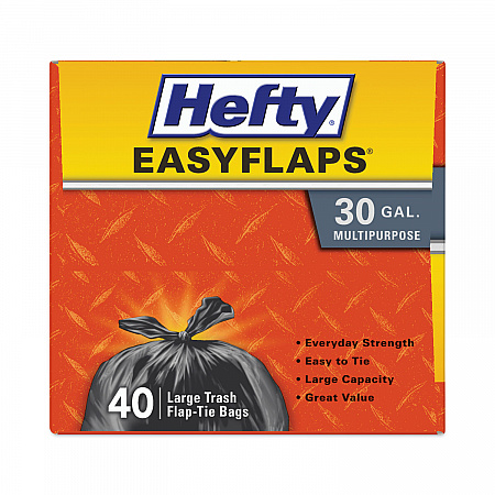Easy Flaps Trash Bags, Tie-Flap, 30 gal, 0.85 mil, 30