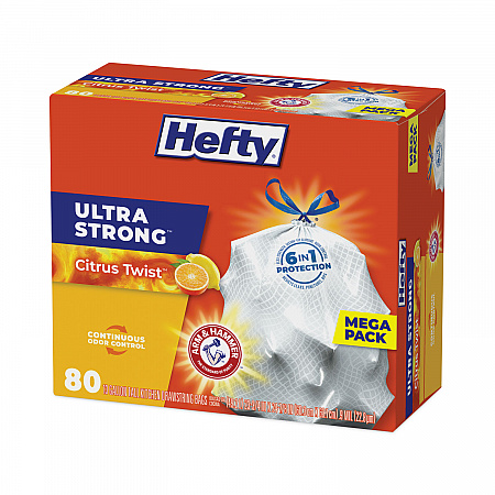 Ultra Strong Scented Tall Kitchen Bags, Drawstring, 13 gal, Citrus Twist, 23.75