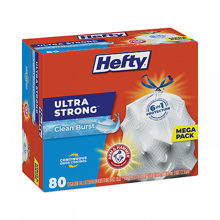 Ultra Strong Scented Tall Kitchen Bags, Drawstring, 13 gal, Clean Burst, 24.75