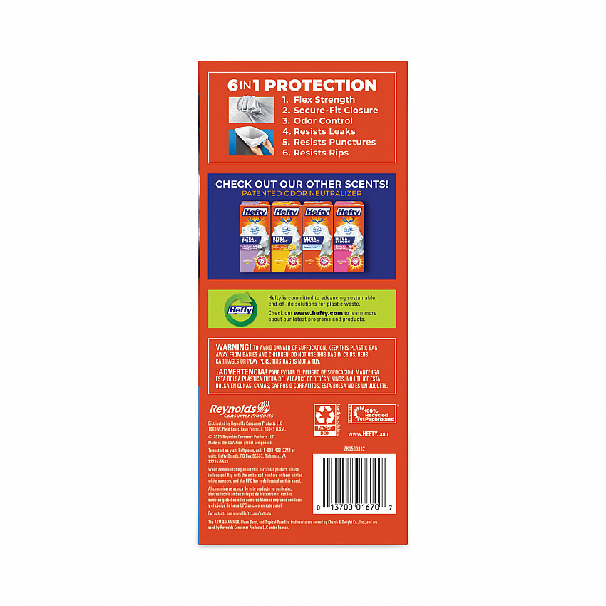 Ultra Strong Scented Tall Kitchen Bags, Drawstring, 13 gal, Clean Burst, 24.75" x 24.88", White, 80 Bags/Box, 3 Boxes/Carton (E88356CT)