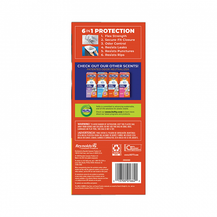 Ultra Strong Scented Tall Kitchen Bags, Drawstring, 13 gal, Citrus Twist, 23.75" x 24.88", White, 80 Bags/Box, 3 Boxes/Carton (E88354CT)