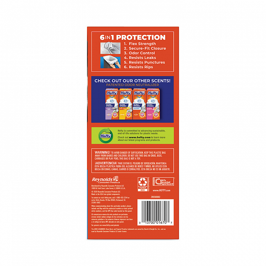 Extra Heavy-Duty Ultra Strong Scented Tall Kitchen Bags, Drawstring, 13 gal, Clean Burst, 23.75" x 24.88", White, 80/Box (E88356)