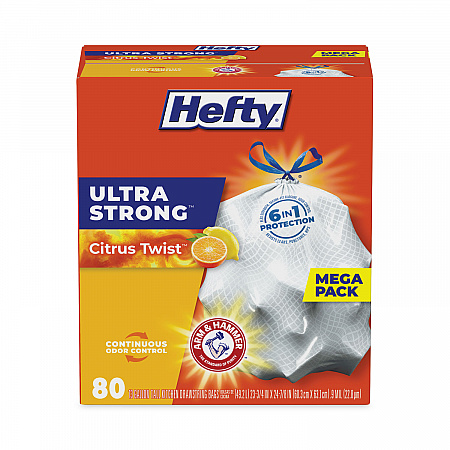 Ultra Strong Scented Tall Kitchen Bags, Drawstring, 13 gal, Citrus Twist, 23.75