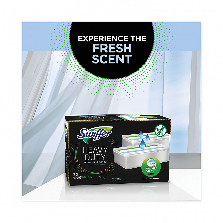 Heavy-Duty Wet Refill Cloths, 10 x 8, Open Window Fresh, 20/Tub, 6 Tubs/Carton (76472)