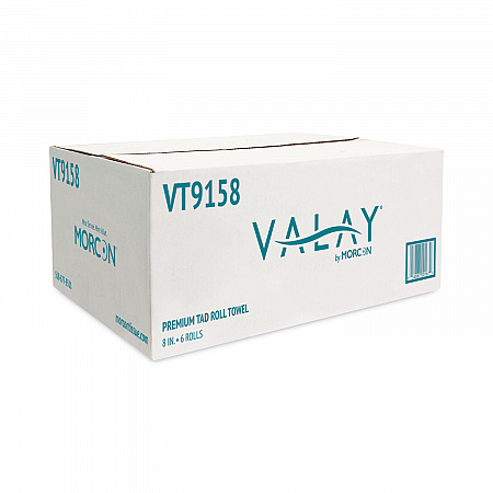 Valay Universal TAD Roll Towels, 1-Ply, 8 x 600 ft, White, 6 Rolls/Carton (VT9158)
