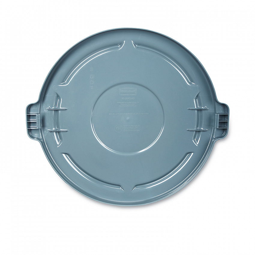 BRUTE Self-Draining Flat Top Lids for 10 gal Round BRUTE Container, 15.91" Diameter, Gray, 6/Carton (260900GRAYCT)