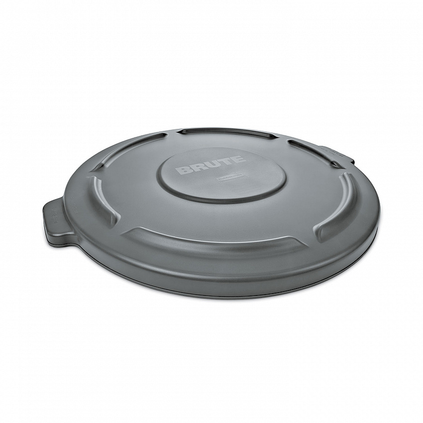 BRUTE Self-Draining Flat Top Lids for 10 gal Round BRUTE Container, 15.91" Diameter, Gray, 6/Carton (260900GRAYCT)