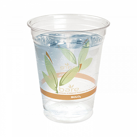 Bare Eco-Forward RPET Cold Cups, Squat, 12 oz to 14 oz, Plastic, Leaf Design, 50/Pack (RTP12BAREPK)