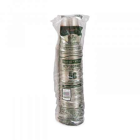 Bare Eco-Forward RPET Cold Cups, 16 oz to 18 oz, Plastic, Leaf Design, 50/Pack (RTP16DBAREPK)