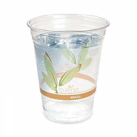 Bare Eco-Forward RPET Cold Cups, Squat, ProPlanet Seal, 12 oz to 14 oz, Plastic, Leaf Design, 50/Pack, 20 Packs/Carton (RTP12BARECT)