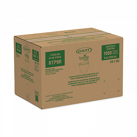 Bare Eco-Forward RPET Cold Cups, ProPlanet Seal, 9 oz, Plastic, Leaf Design, 1,000/Carton (RTP9RBARE)