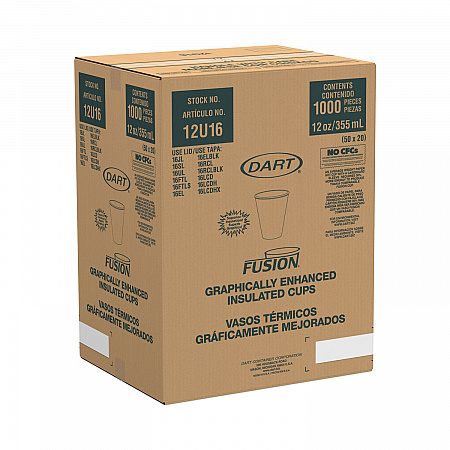 Fusion Escape Foam Hot/Cold Cups, 12 oz, Brown/Black, 1,000/Carton (12U16ESC)
